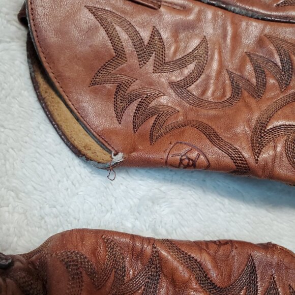 Ariat‎ Tan Cowboy Western Festival Stitched Textured Rodeo Leather Heel Boot 9EE - Picture 4 of 15